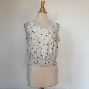 Wallflower Sunflower White Eyelet Tank Top
